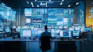 Blurred,Background,Of,A,Modern,Control,Room,Showcasing,Advanced,Technology